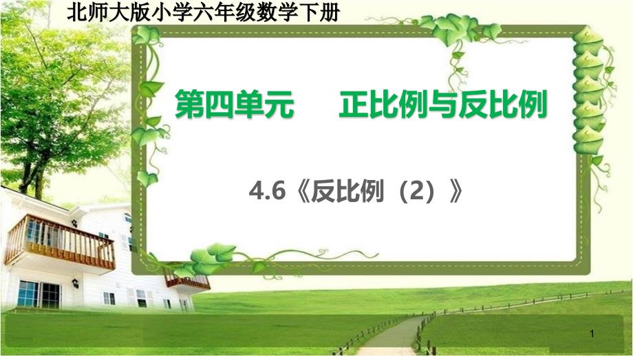 北师大版六年级数学下册4.6《反比例(2)》ppt课件_第1页