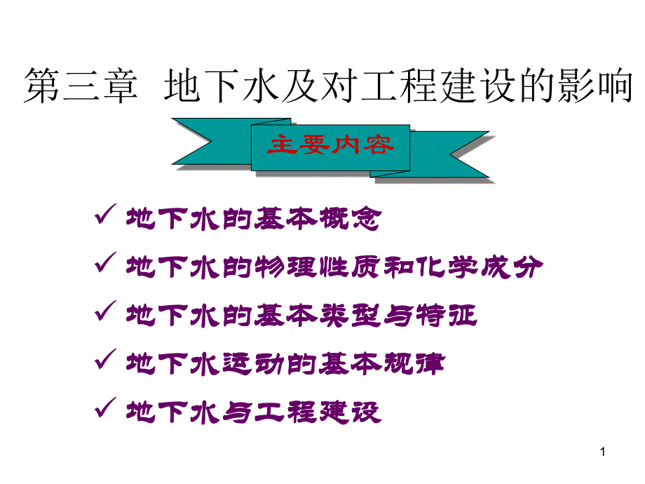 第三章地下水及对工程建设的影响课件_第1页