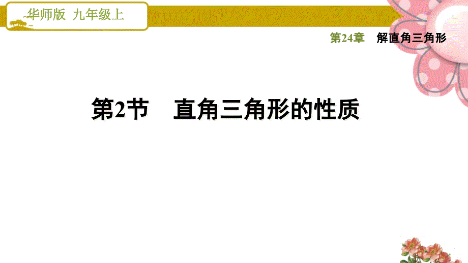 华师版九年级数学上册《解直角三角形》24.2--直角三角形的性质课件_第1页