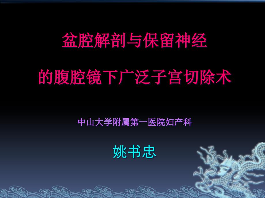 盆腔解剖与保留神经的腹腔镜下广泛子宫切除术课件_第1页