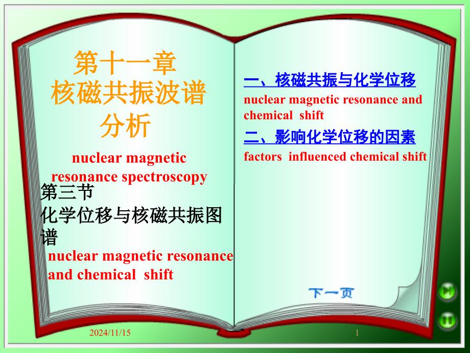 第十一章核磁共振波谱分析课件_第1页