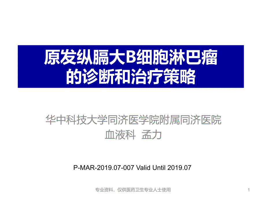 原发纵膈大B细胞淋巴瘤的诊断治疗策略-PMA课件_第1页