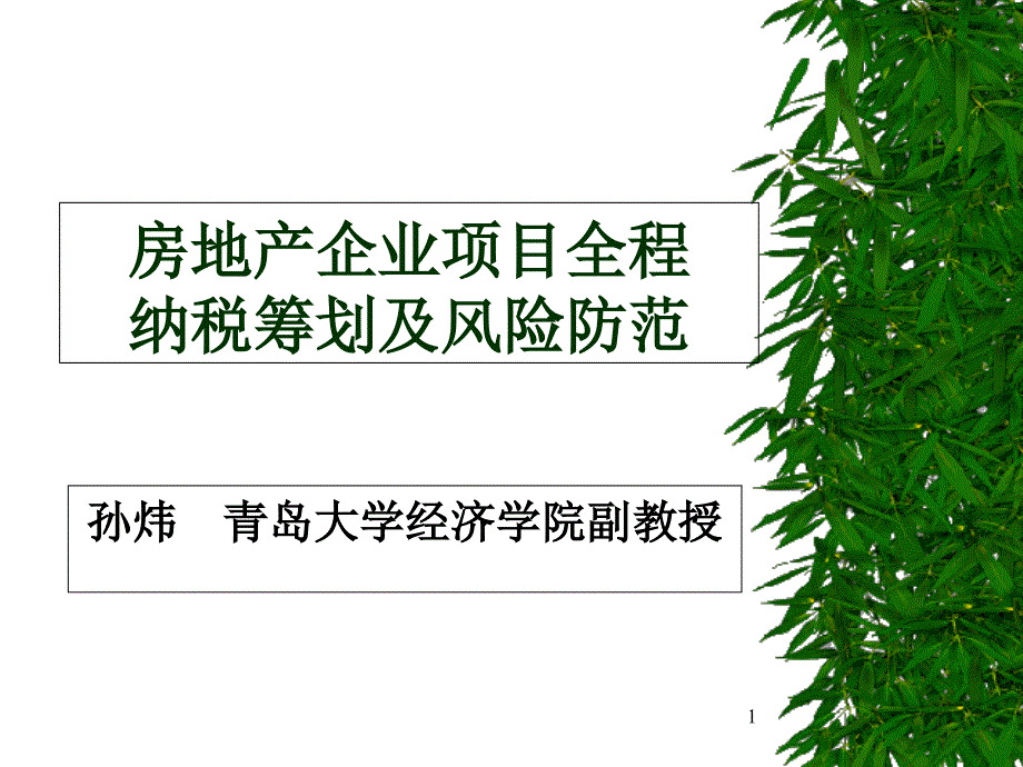 房地产企业项目全周期纳税筹划及税收风险防范课件_第1页