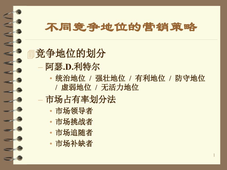 NO5不同竞争地位的营销策略.ppt课件_第1页