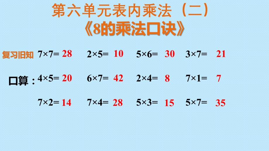 二年级上册数学教学ppt课件--第六单元-第四课时《8的乘法口诀》人教版_第1页