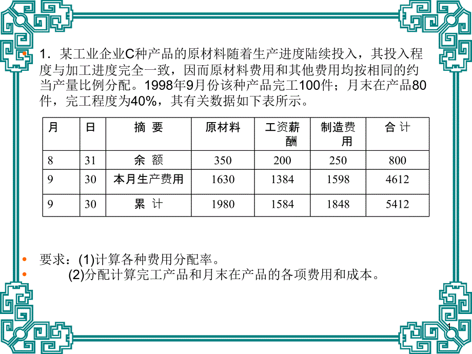 随堂作业与答案（生产费用在完工产品和在产品之间分配）解析ppt课件_第1页