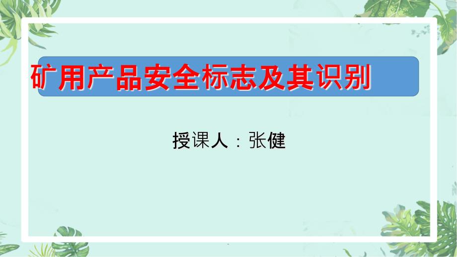 矿用产品安全标志及其识别课件_第1页