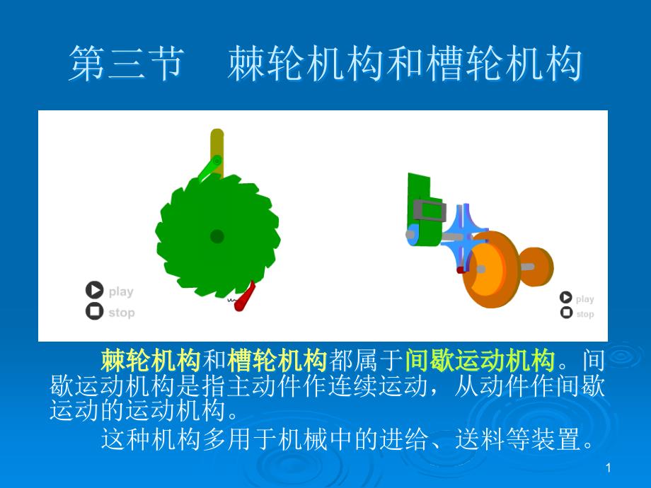 棘轮机构和槽轮机构ppt课件_第1页