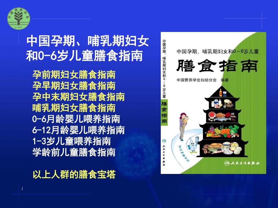 孕妇乳母与学龄前儿童膳食指南课件_第1页