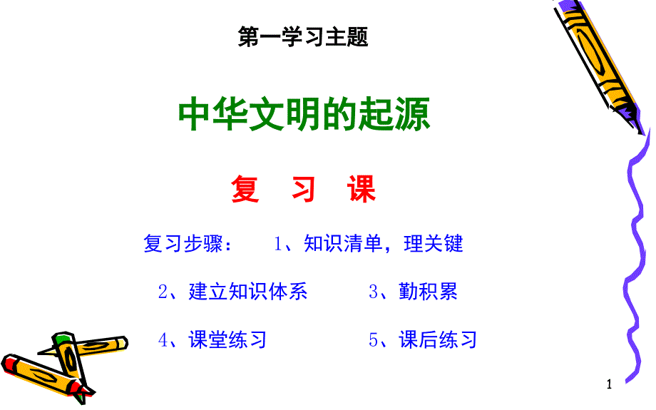 第一学习主题--中华文明的起源---复习ppt课件概要_第1页