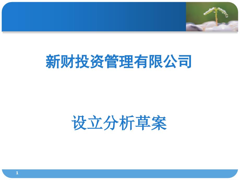 新財投資管理有限公司投資計劃書課件_第1頁