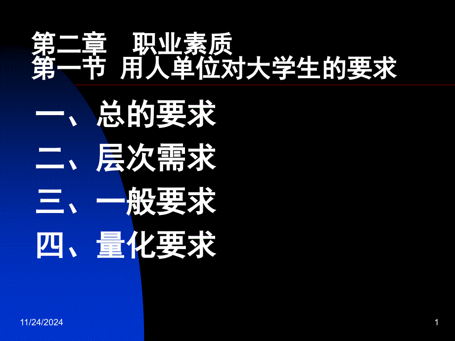 第二章--用人單位對(duì)大學(xué)生的要求概況ppt課件_第1頁(yè)