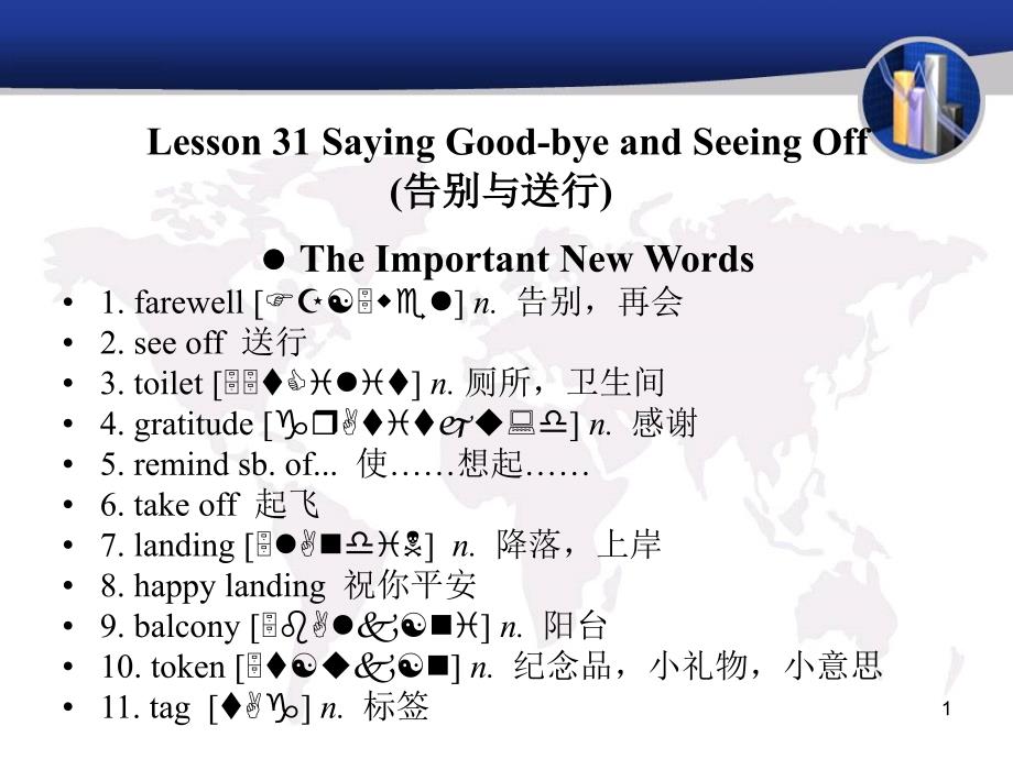 新编外贸英语口语教程Lesson-31-Saying-Good-bye-and-Seeing-Off[精]ppt课件_第1页