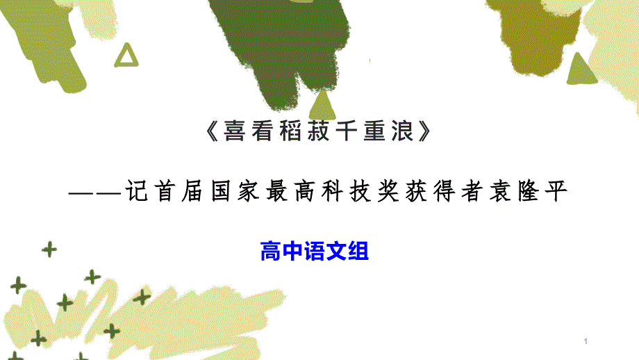 《喜看稻菽千重浪》——记首届国家最高科技奖获得者袁隆平优质ppt课件_第1页