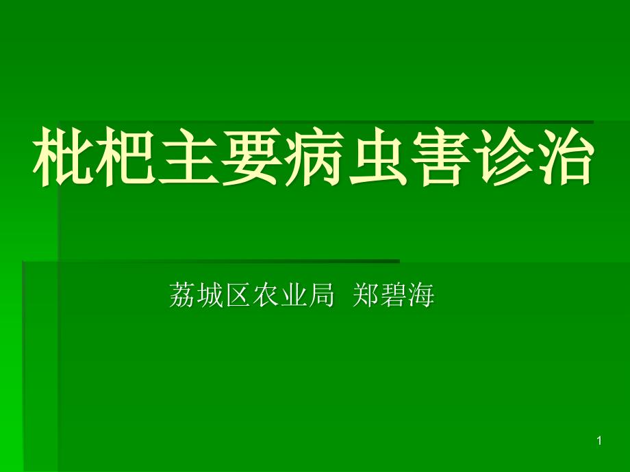 枇杷主要病虫害诊治概论ppt课件_第1页