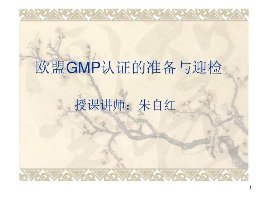 欧盟GMP认证的准备与迎检ppt课件_第1页