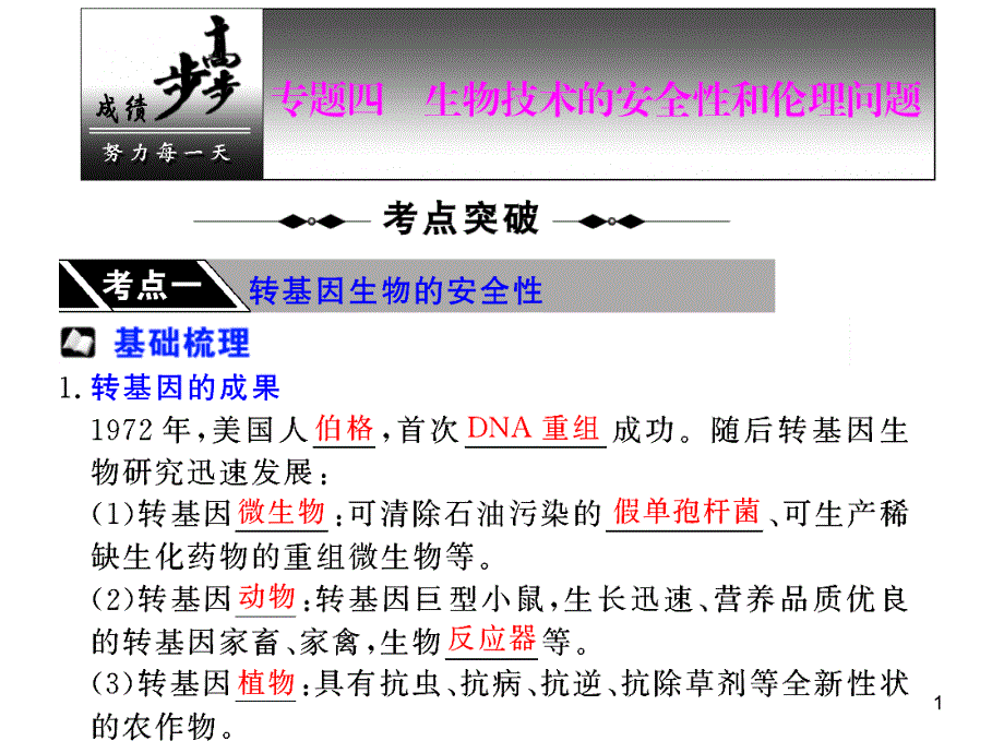 选修3-专题四-生物技术的安全性和伦理问题ppt课件_第1页