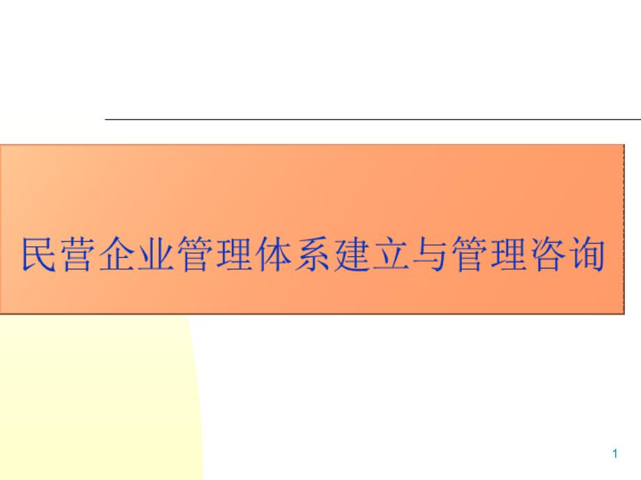 民营企业管理体系建立与管理咨询ppt课件_第1页