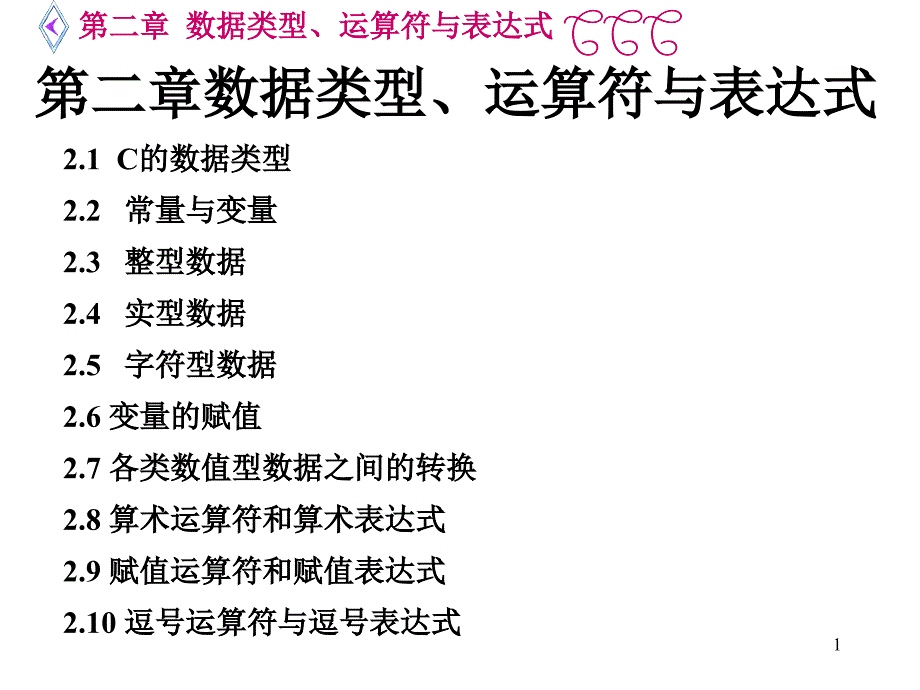 第二章数据类型运算符与表达式ppt课件_第1页