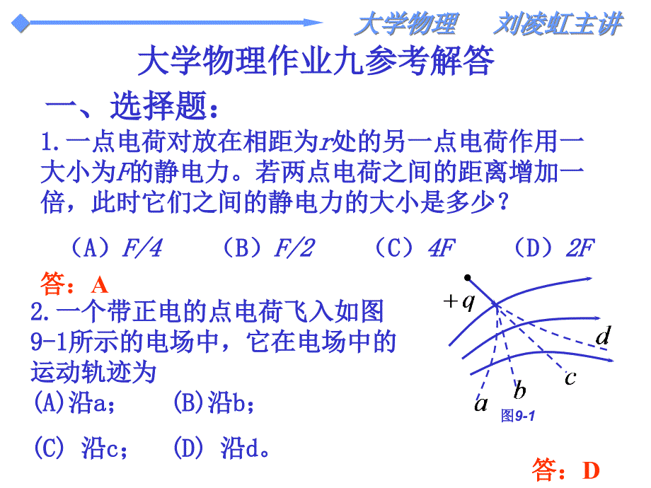 大学物理作业九参考解答课件_第1页