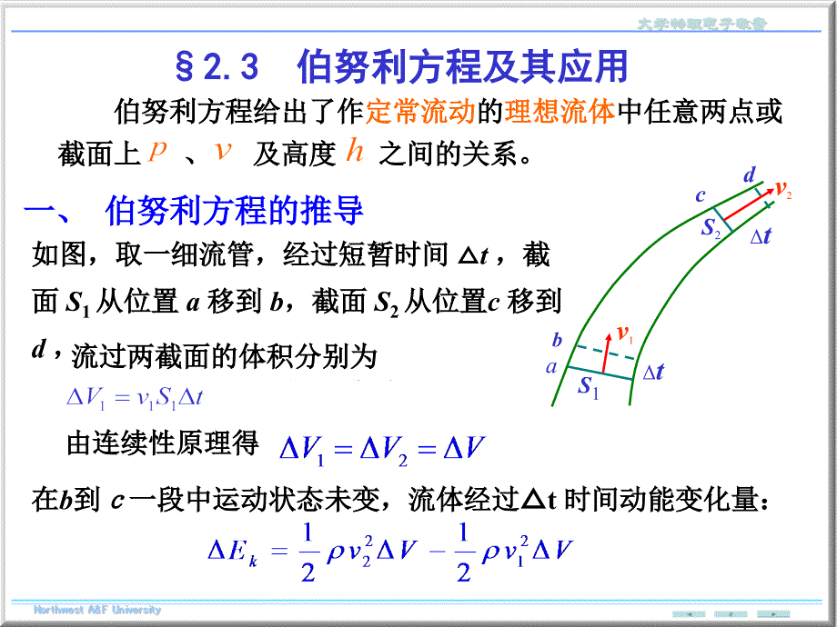 大学物理伯努利方程及其应用ppt课件_第1页