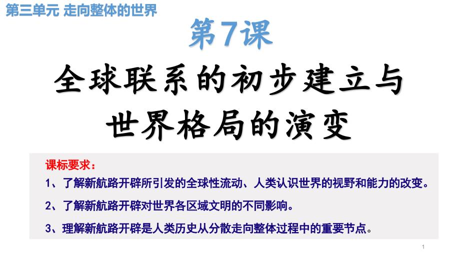 全球联系的初步建立与世界格局的演变——统编版高中历史必修中外历史纲要课件_第1页