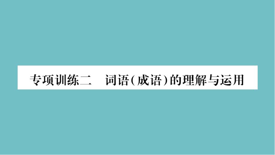 中考语文专题词语(成语)的理解与运用精练ppt课件_第1页