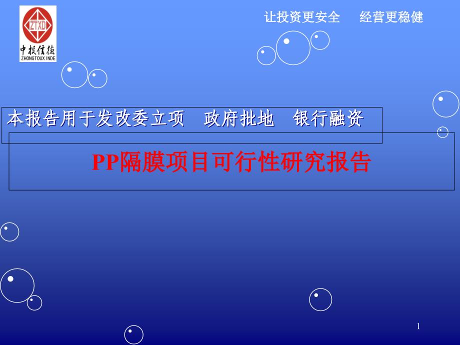 PP隔膜项目可行性研究报告课件_第1页