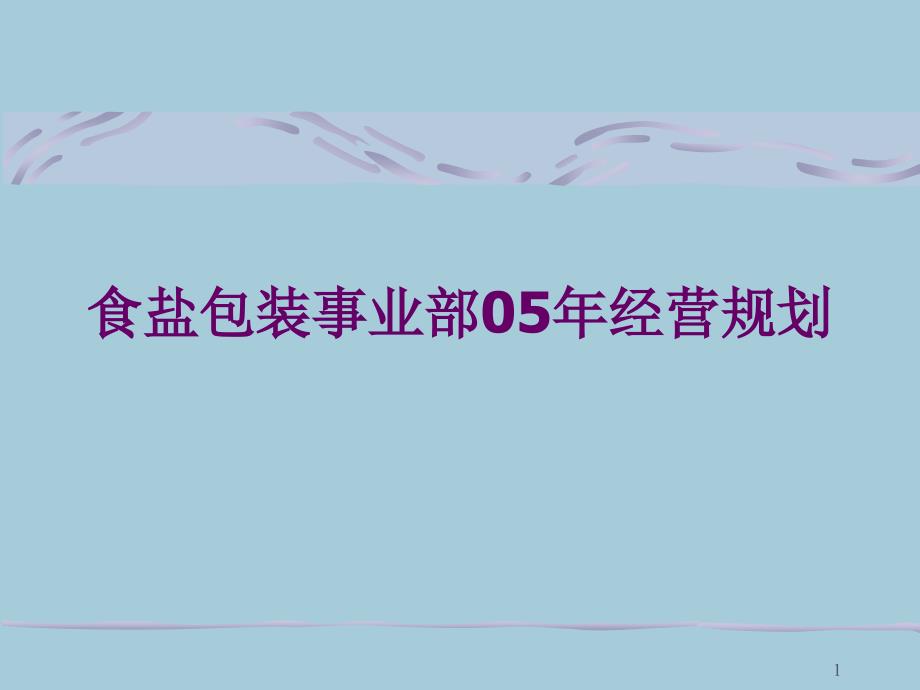 公司人力资源管理咨询项目-食盐包装事业部05年规划课件_第1页