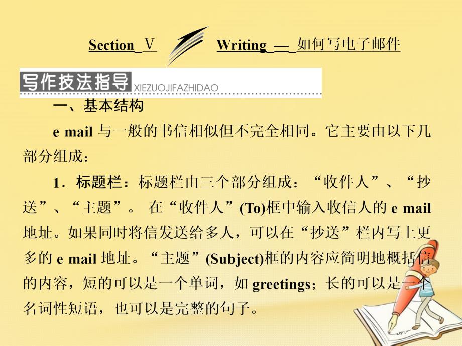 18学年高中英语Module1SmallTalkSectionⅤWriting_如何写电子邮件ppt课件外研版选修6_第1页