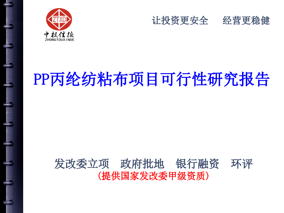 PP丙纶纺粘布项目可行性研究报告课件_第1页