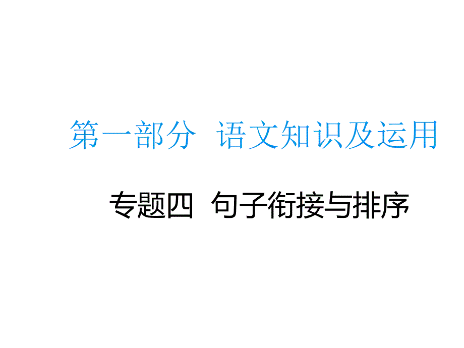 中考语文总复习专题ppt课件专题四句子衔接与排序_第1页