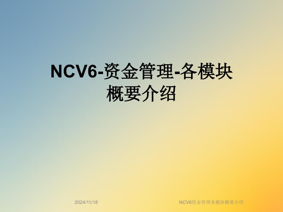 NCV6资金管理各模块概要介绍课件_第1页