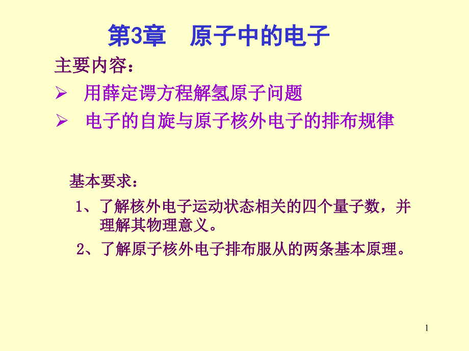 大学物理第三章原子中的电子课件_第1页