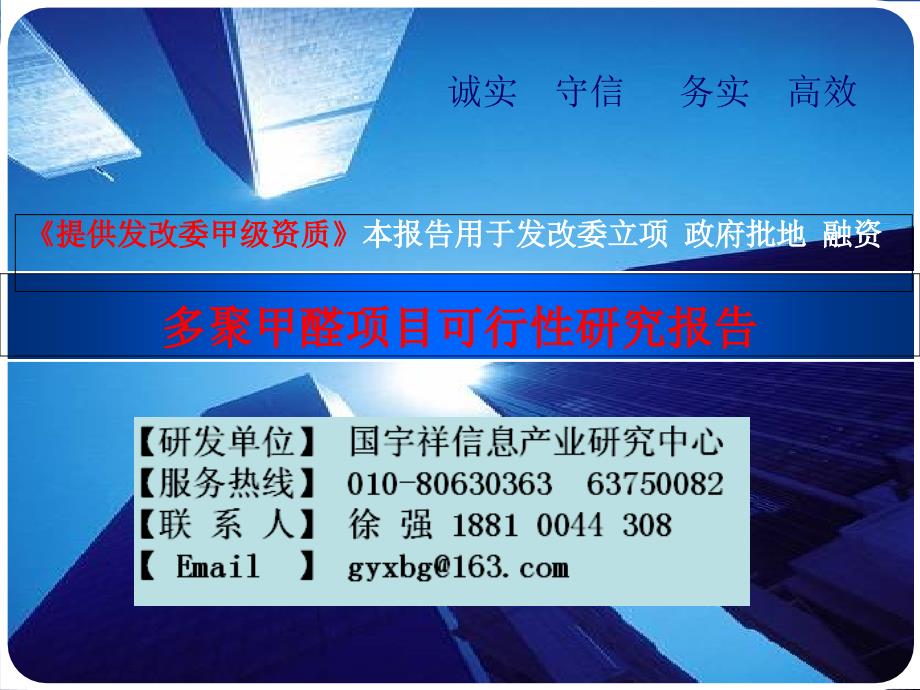 多聚甲醛项目可行性研究报告课件_第1页