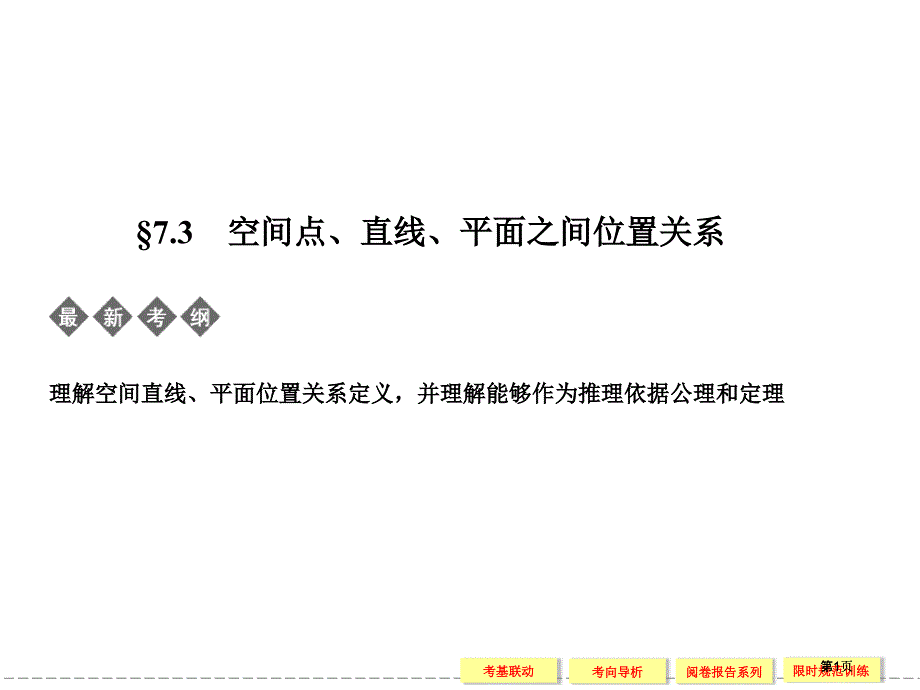 空间点直线平面之间的位置关系市公开课金奖市赛课一等奖课件_第1页