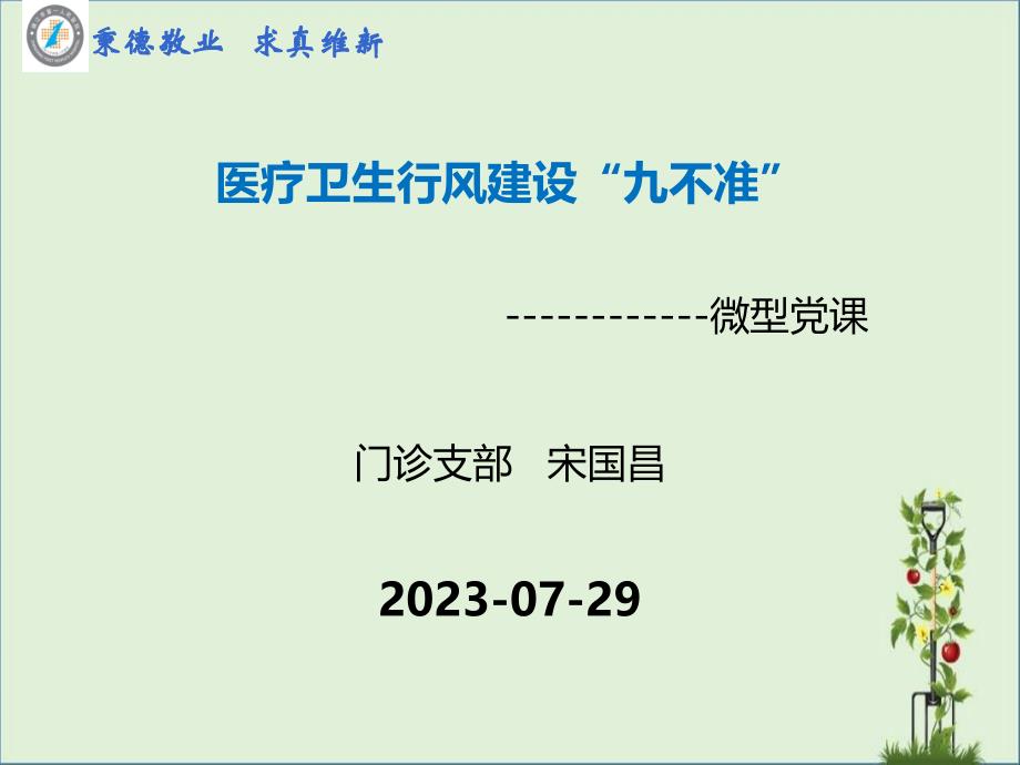 医疗行业行风建设九不准微型党课_第1页