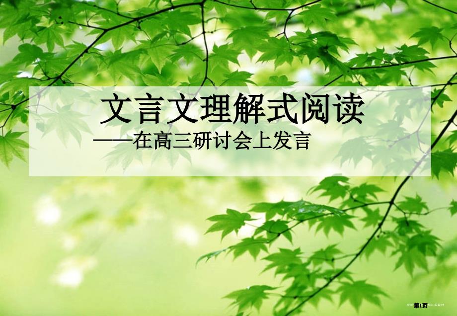 文言文理解式阅读在高三研讨会上发言市公开课金奖市赛课一等奖课件_第1页