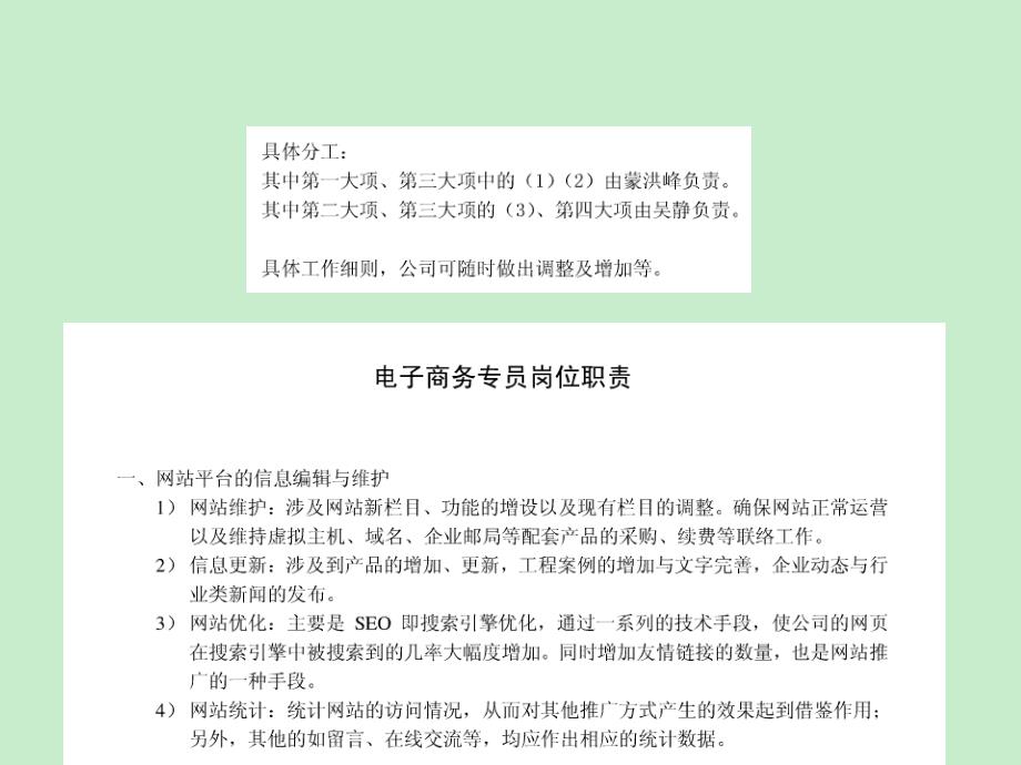 电子商务专员岗位职责和分工细则_第1页