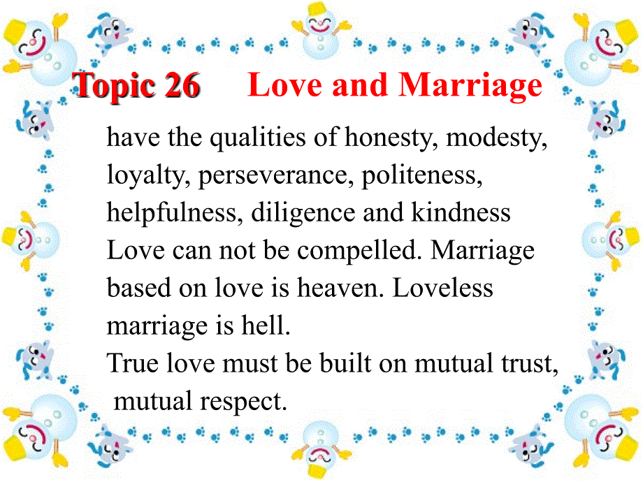 实用英语口语Topic 26 Love and Marriage_第1页