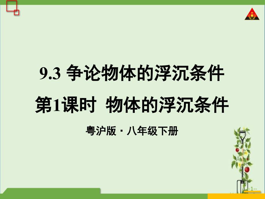 9.3-研究物体的浮沉条件-第1课时解析_第1页
