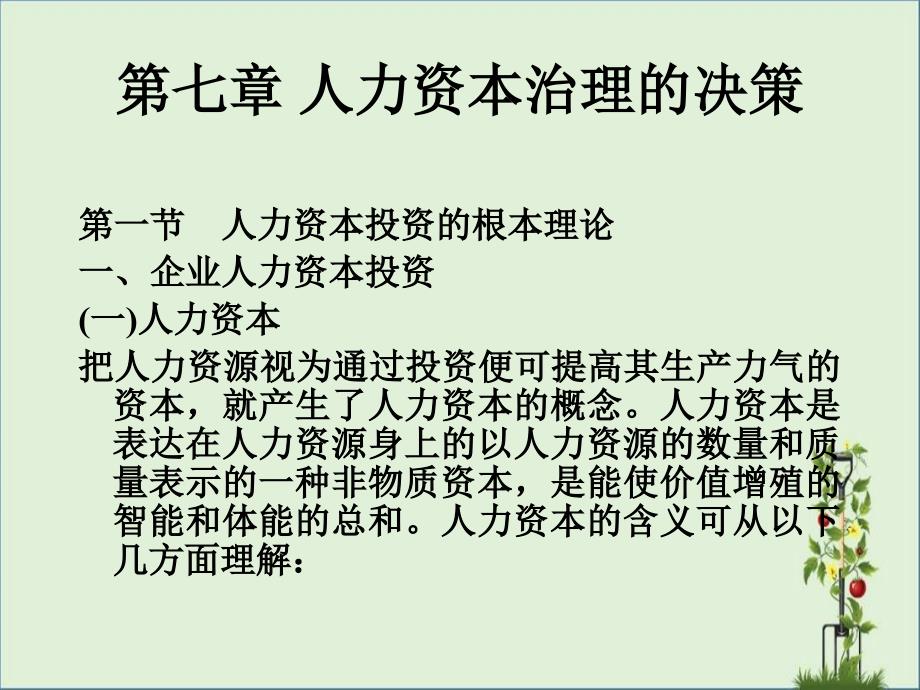 CEO财务管理培训之七---人力资本管理的决策的基本理论_第1页