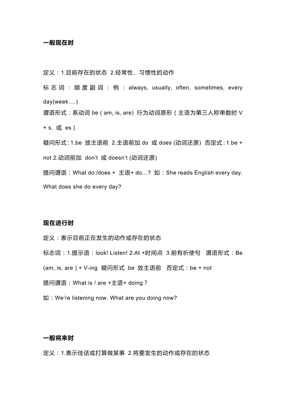 小学英语常见四种时态及其区别（附例句）_第1页