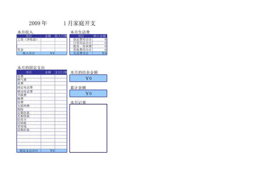 家庭開支表格xls_第1頁