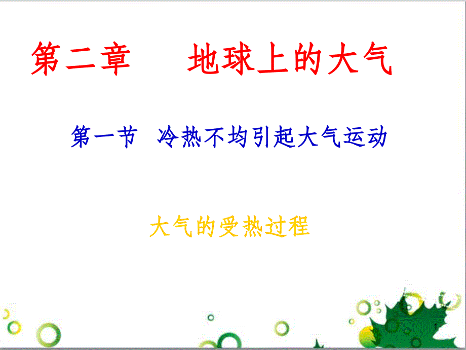 高中地理 第二章 地球上的大气 第一节 冷热不均引起的大气运动-大气的受热过程课件 新人教版必修1_第1页