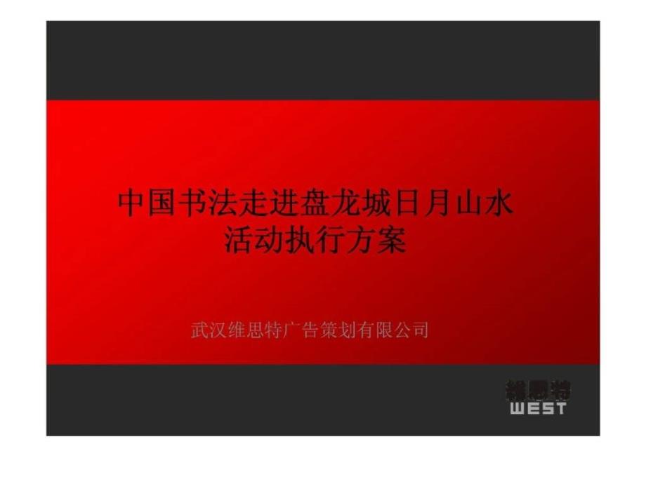 武汉维思特广告策划有限公司中国书法走进盘龙城日月山水活动执行方案aczs_第1页