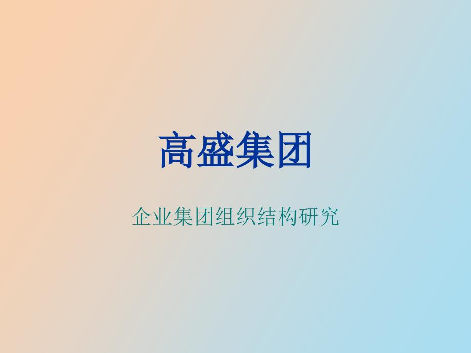 高盛集團(tuán)組織結(jié)構(gòu)研究_第1頁