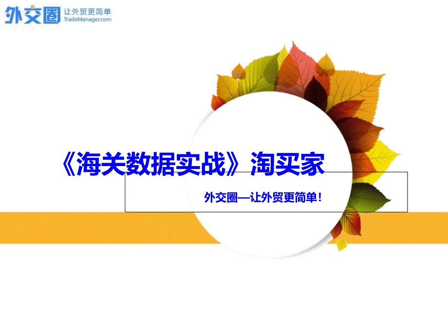 海关数据实战应用培训课程1-淘优质买家_第1页