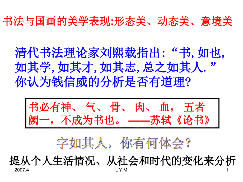 清代书法理论家刘熙载指出“书如也如其学如其课件_第1页