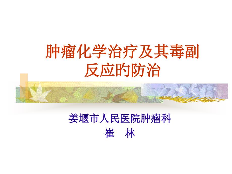 肿瘤化疗毒副反应的防治_第1页